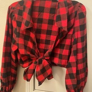 Plus size crop top tie up shirt, 1XL